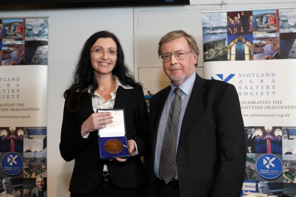 Barbara Leonardi and Prof Alan Riach, who presented the award